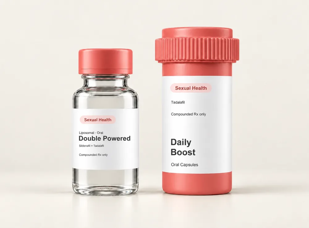 LongevityX MD compounded Double Powered liposomal vial and Daily Boost oral capsules