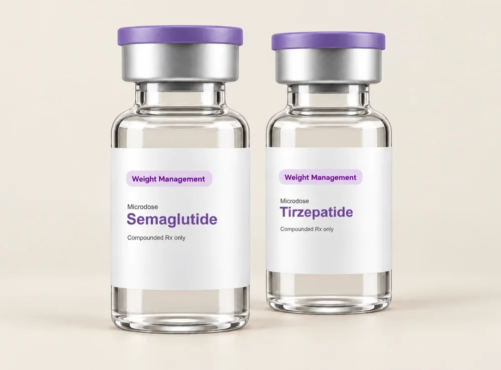 LongevityX MD compounded microdose semaglutide and tirzepatide vials