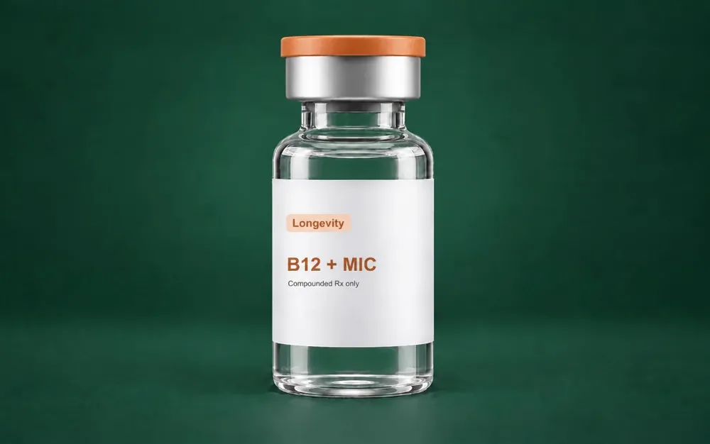 LongevityX MD compounded B12 and MIC injection vial